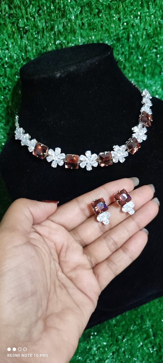 AD Necklace with earring set  Latest Design