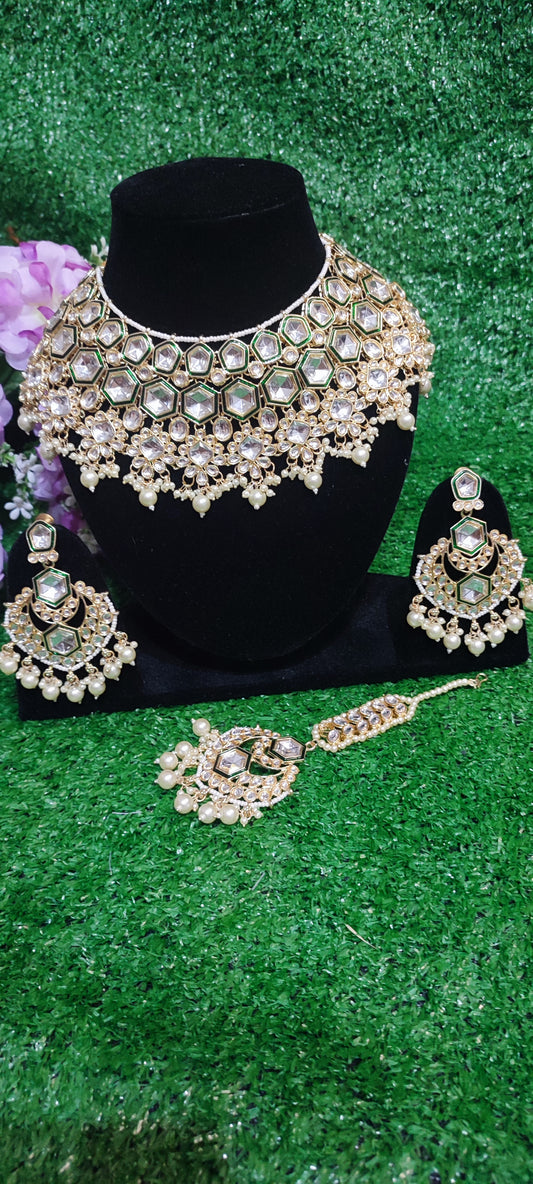 Beautiful heavy semi bridal necklace earring with tikka