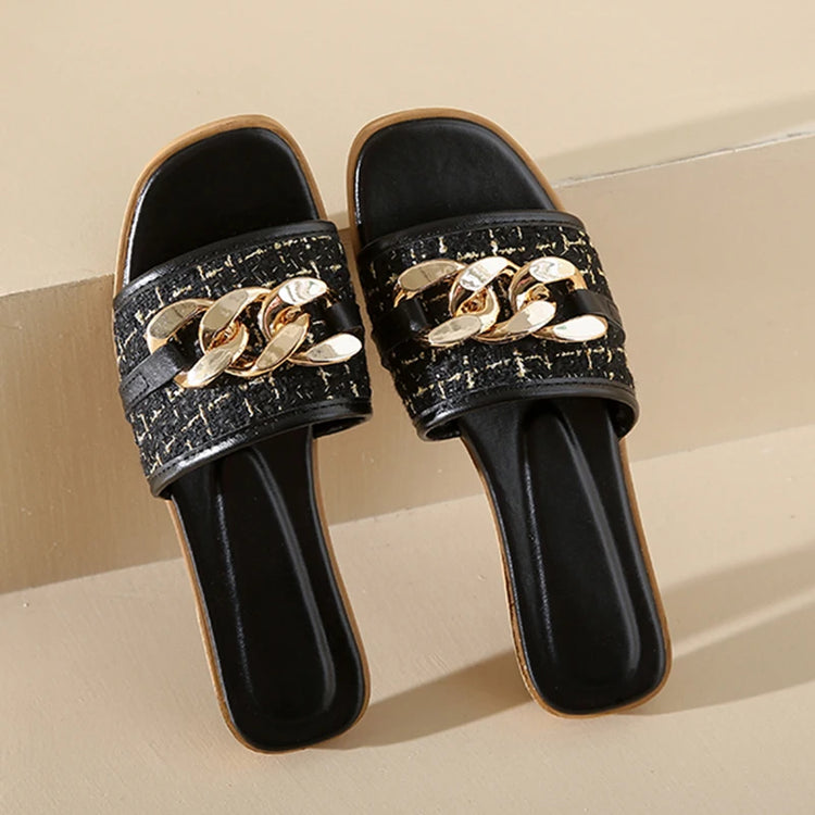 Trend Luxury Designer Chain Summer Slippers For Women