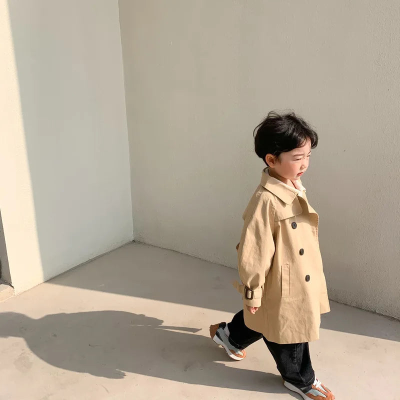 Down Collar Korea Solid Color Coat for Kids oy & girl