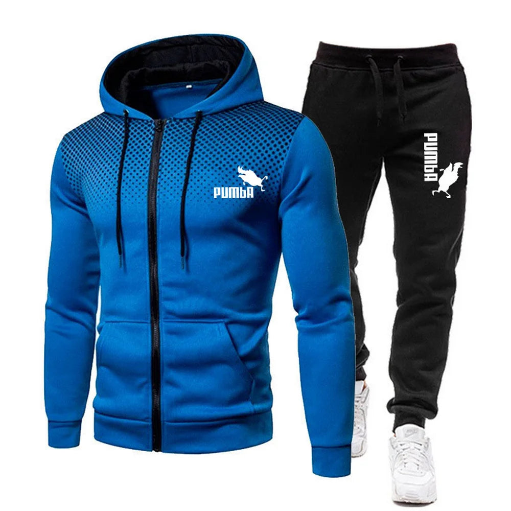 Zipper Hoodie+Pants Two Pieces Casual Tracksuit for Men Puma