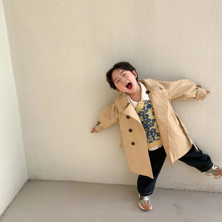 Down Collar Korea Solid Color Coat for Kids oy & girl