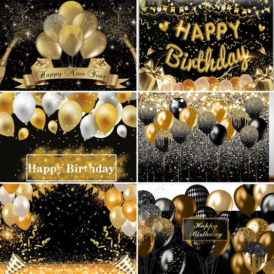 Gold Glitter Happy Birthday Adult Theme Party Decoration Supplies