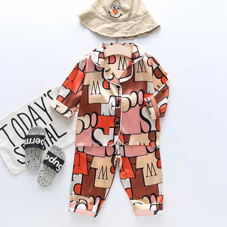 long sleeve trousers Pajama suit Boys and girls' 0-4-year kids