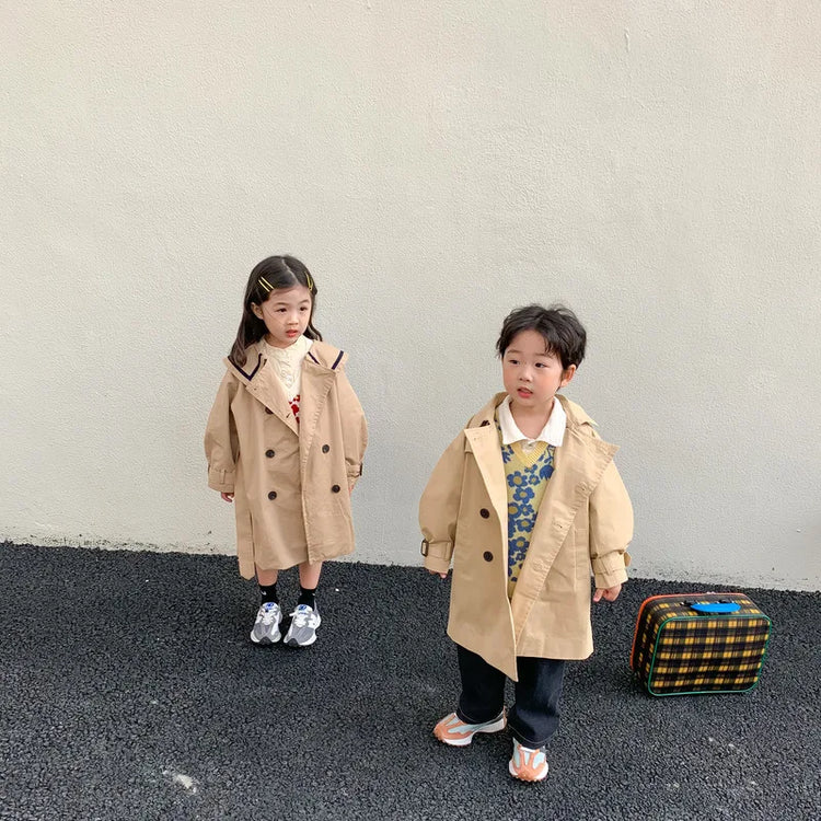 Down Collar Korea Solid Color Coat for Kids oy & girl