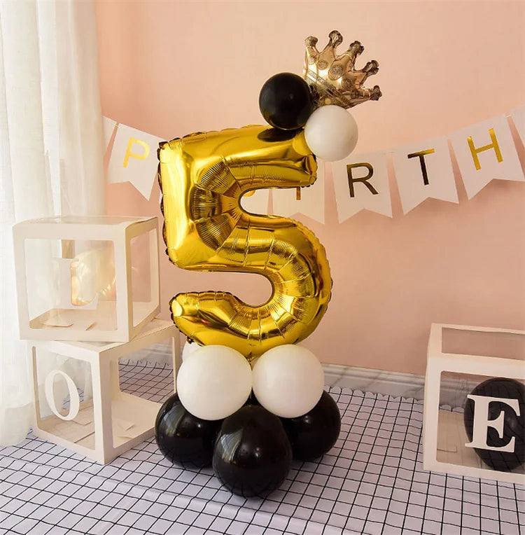 Happy Birthday Balloons  Chrome Gold Black 32inch