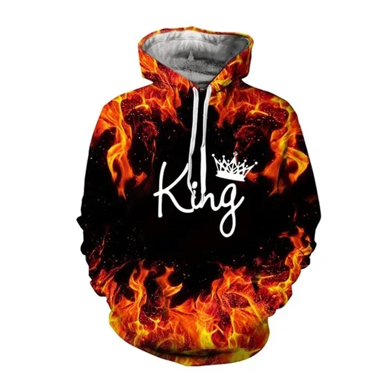 Queen 3D Print Trendy Matching Couple King And Queen Hoodies