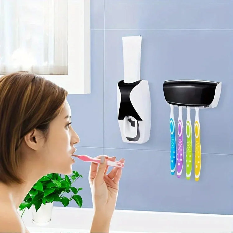 Toothbrush Holder With Automatic Toothpaste Dispenser 1Set