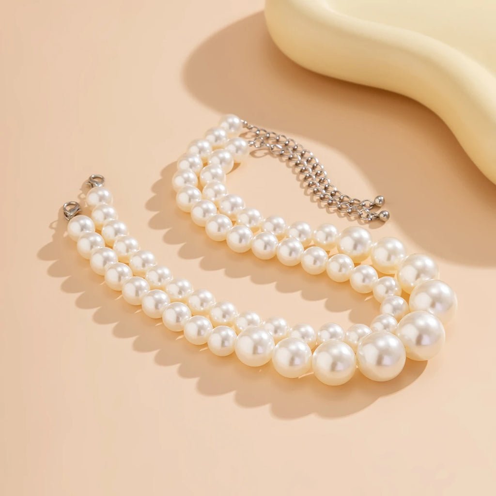 Elegant 2pcs/set Imitation Pearl Beaded Choker Necklaces for Women - Ashmeetdesigns 