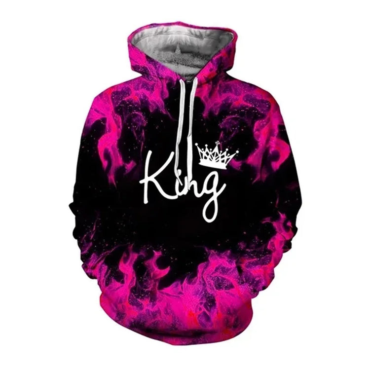 Queen 3D Print Trendy Matching Couple King And Queen Hoodies