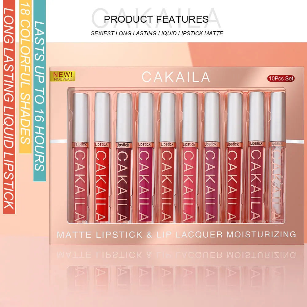 Nude Lip Gloss Matte Velvet Lipstick Waterproof  10pcs/set