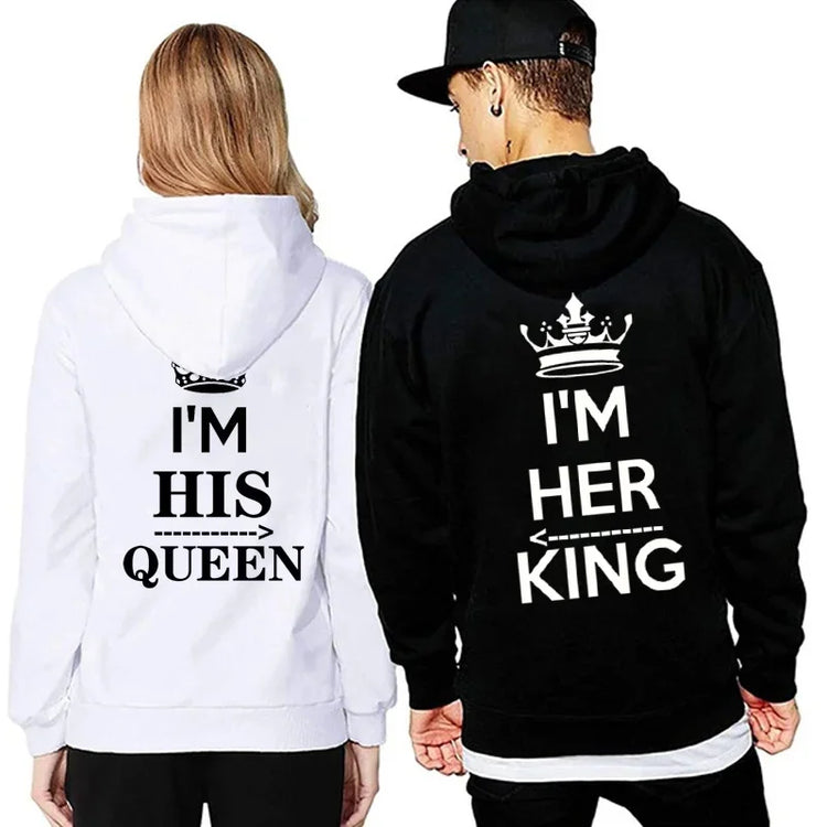 NEW Couples Hoodies I'M HIS QUEEN And I'M HER KING men and women