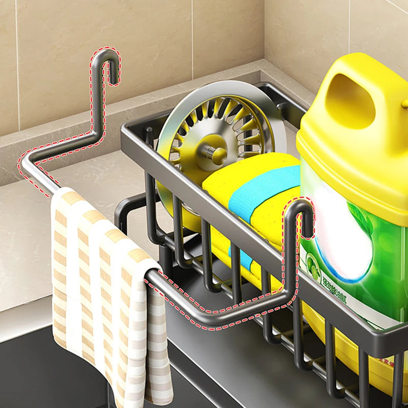 Kitchen Sink Drain Rack Organizer Abs Plastic Self-draining Sink Shelf Soap Sponge Holder