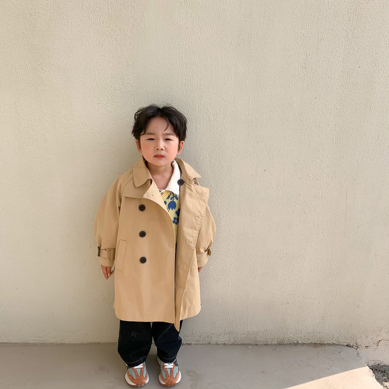 Down Collar Korea Solid Color Coat for Kids oy & girl