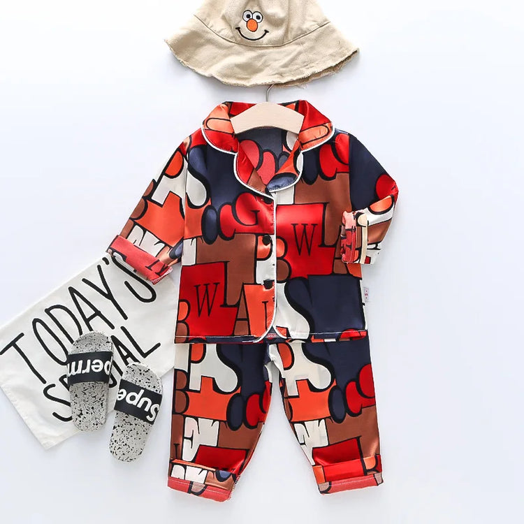 long sleeve trousers Pajama suit Boys and girls' 0-4-year kids