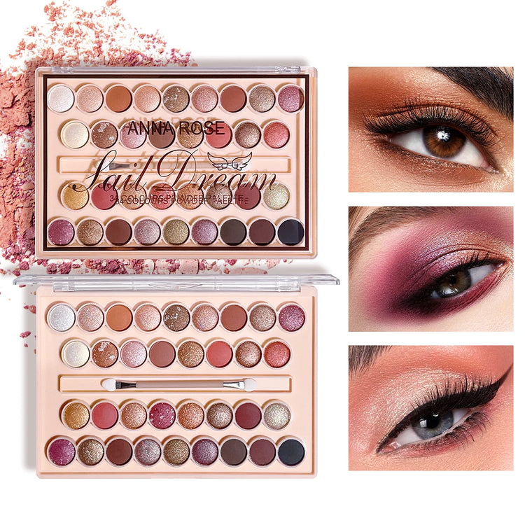 Eyeshadow Palette with Shimmer and Matte Shades 34-Color