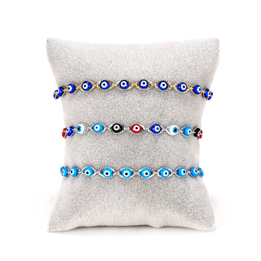 Blue Evil Eye Bracelet for Women Fashion Turkish Lucky Resin Bead Chain Adjustable