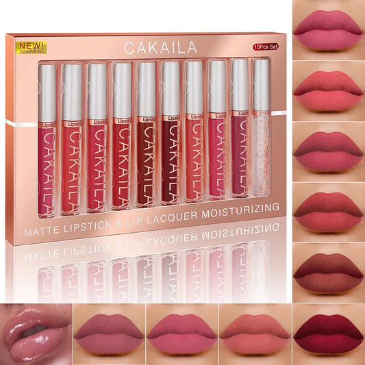 Nude Lip Gloss Matte Velvet Lipstick Waterproof  10pcs/set