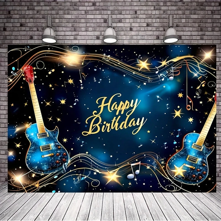 Music notes, guitar, happy birthday photography background decor