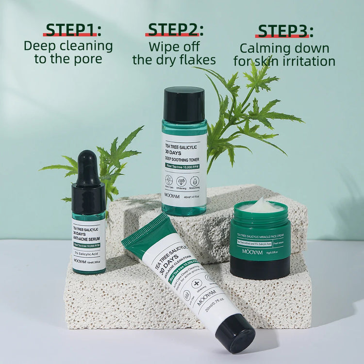 Tea Tree Salicylic Skincare Kit Facial Cleanser Face Care Set