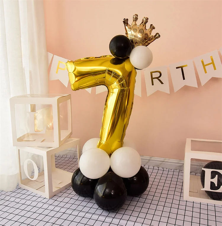 Happy Birthday Balloons  Chrome Gold Black 32inch