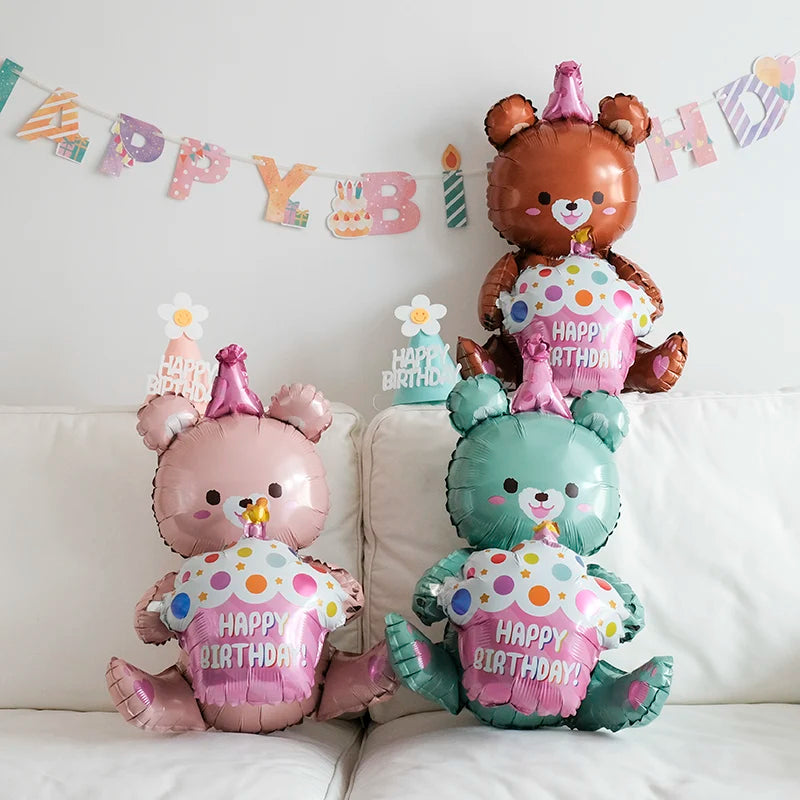 3-Layer Large Cake Balloon Cartoon Bear Cake  for Kids Birthday Party Decoration