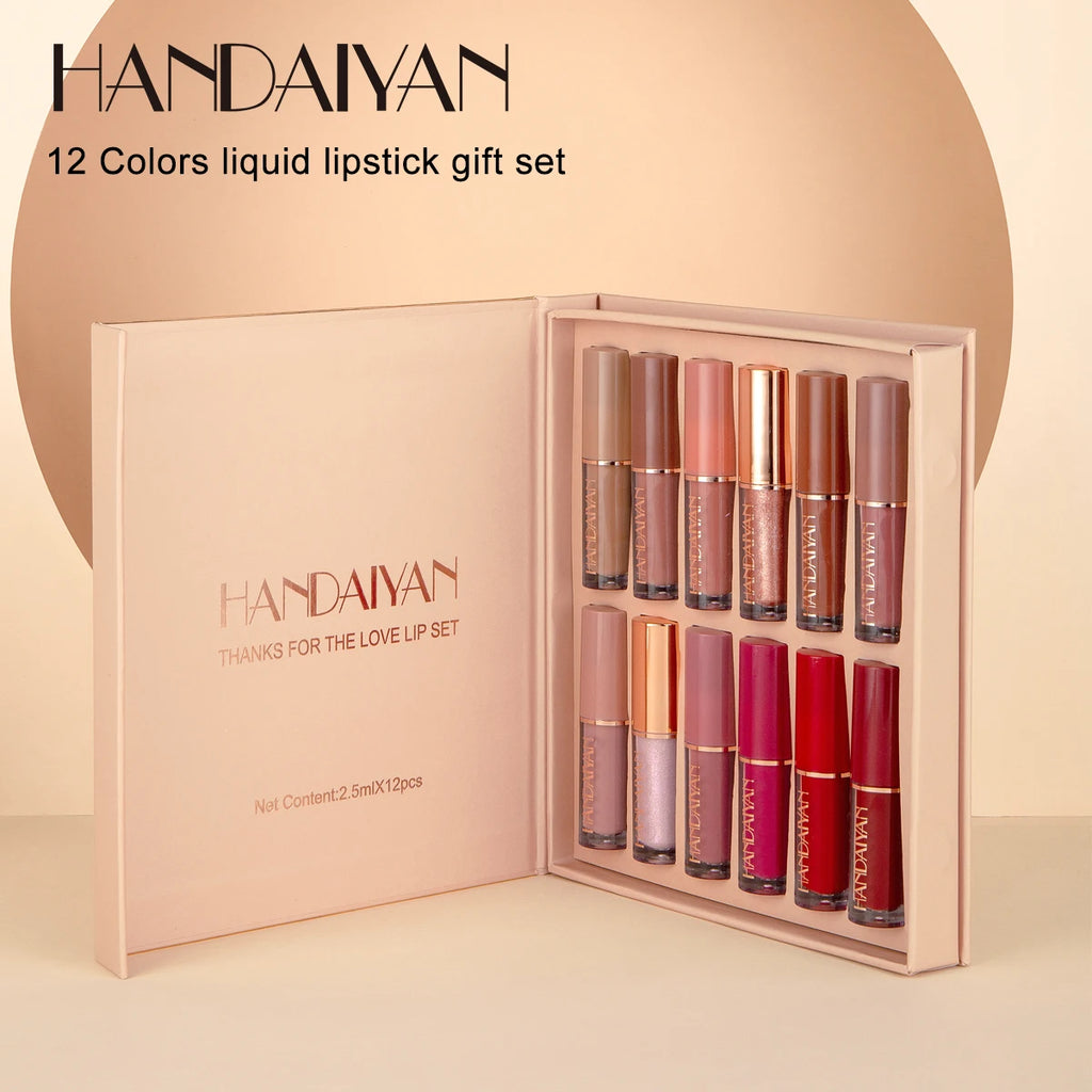 Liquid Lipstick Set Non-stick 12 Colors Book  Waterproof