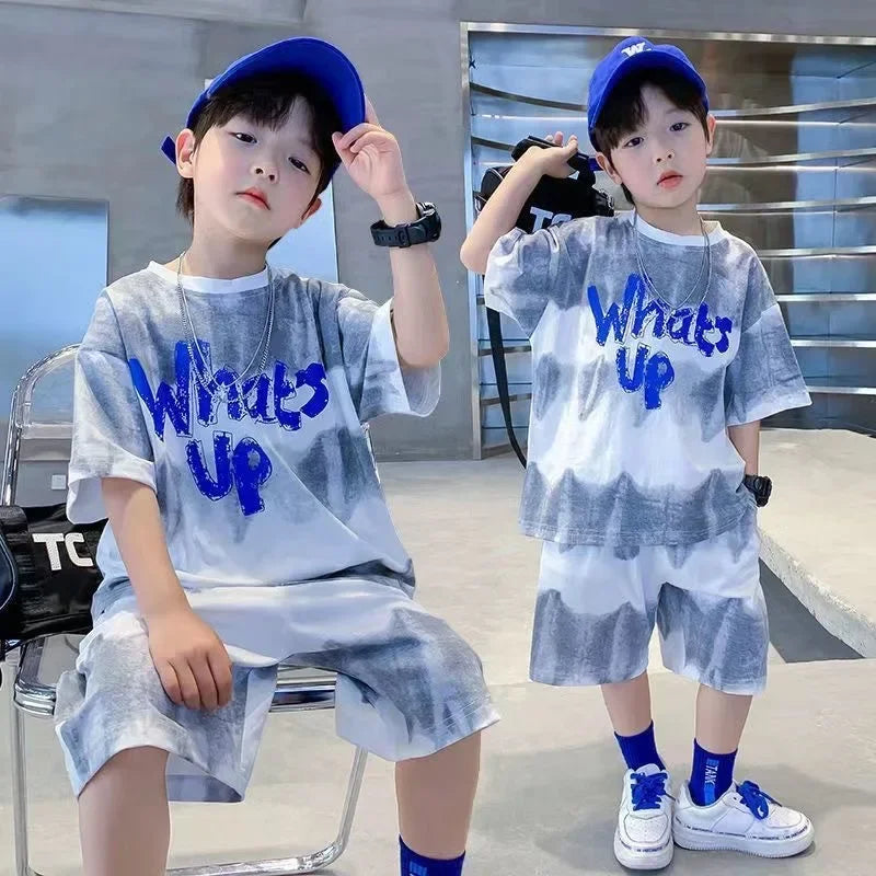 Gradient Color Kids T-Shirt & Loose Shorts 2pcs Set