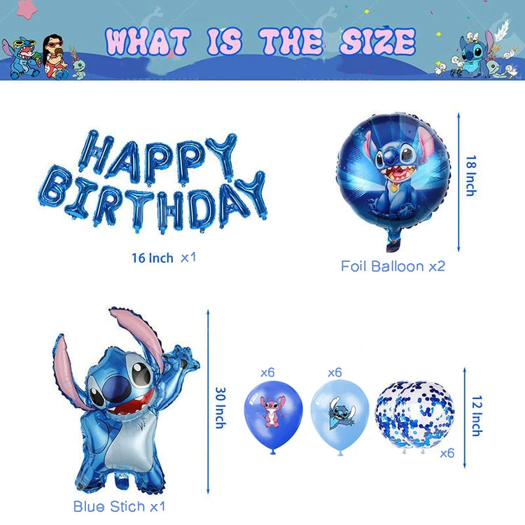 HAPPY BIRTHDAY Banner Balloon 34pcs Blue Pink