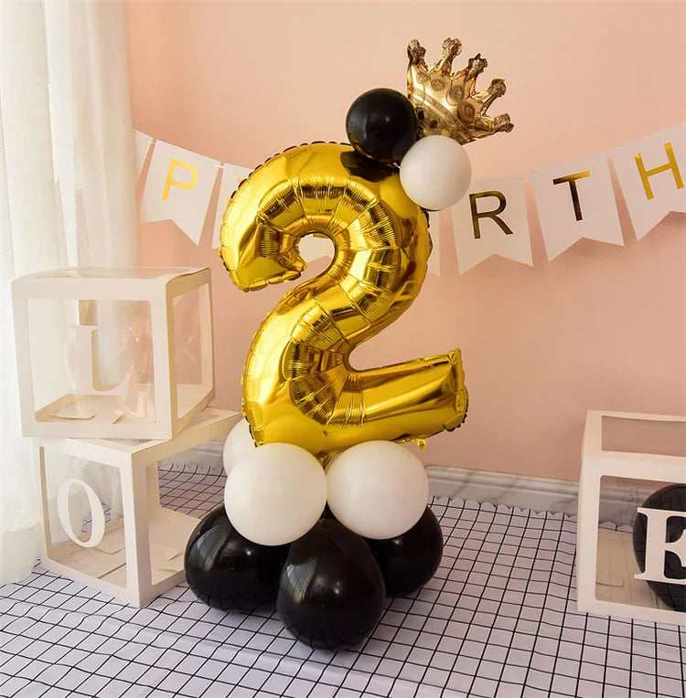 Happy Birthday Balloons  Chrome Gold Black 32inch