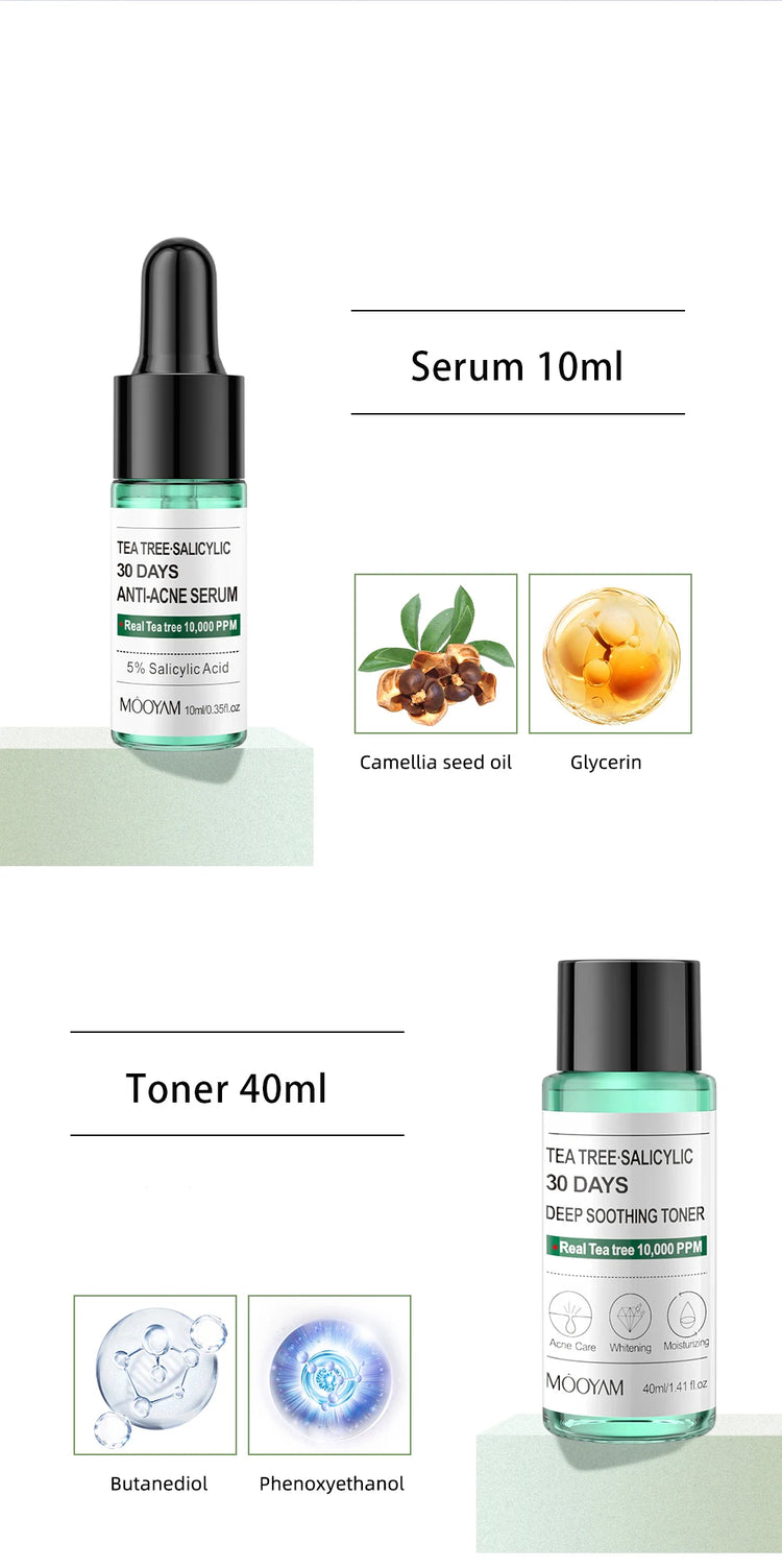 Tea Tree Salicylic Skincare Kit Facial Cleanser Face Care Set