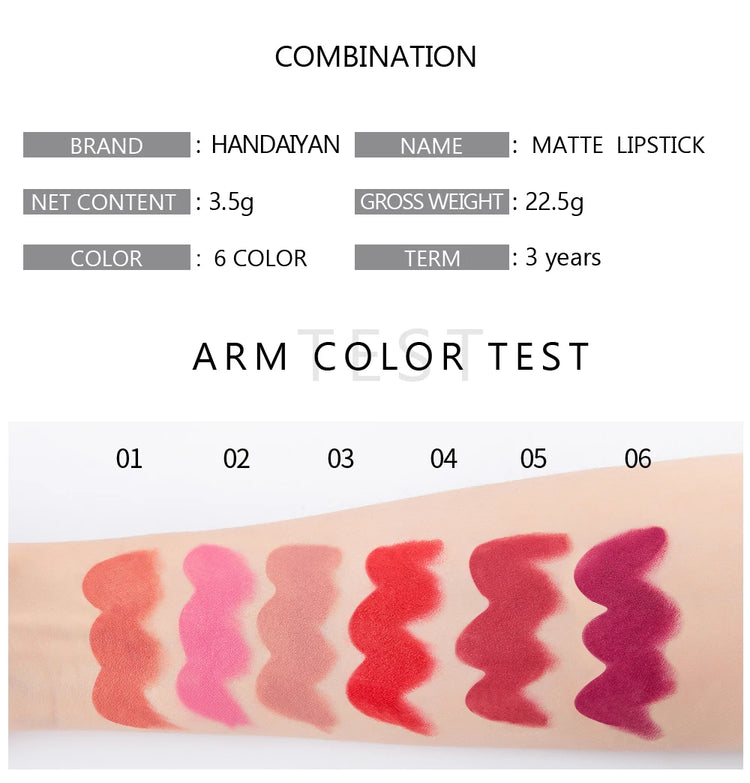 1pc matte lipstick, multi-colour, non fading, matte, long-lasting lipstick 6 colors available