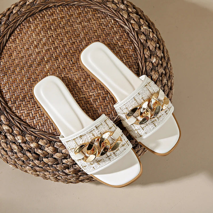 Trend Luxury Designer Chain Summer Slippers For Women