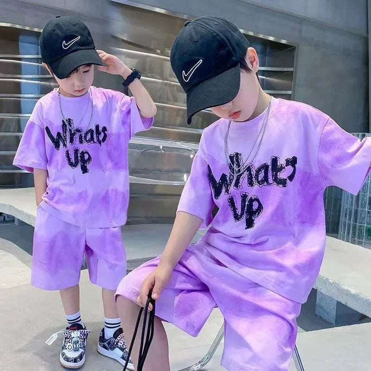 Gradient Color Kids T-Shirt & Loose Shorts 2pcs Set