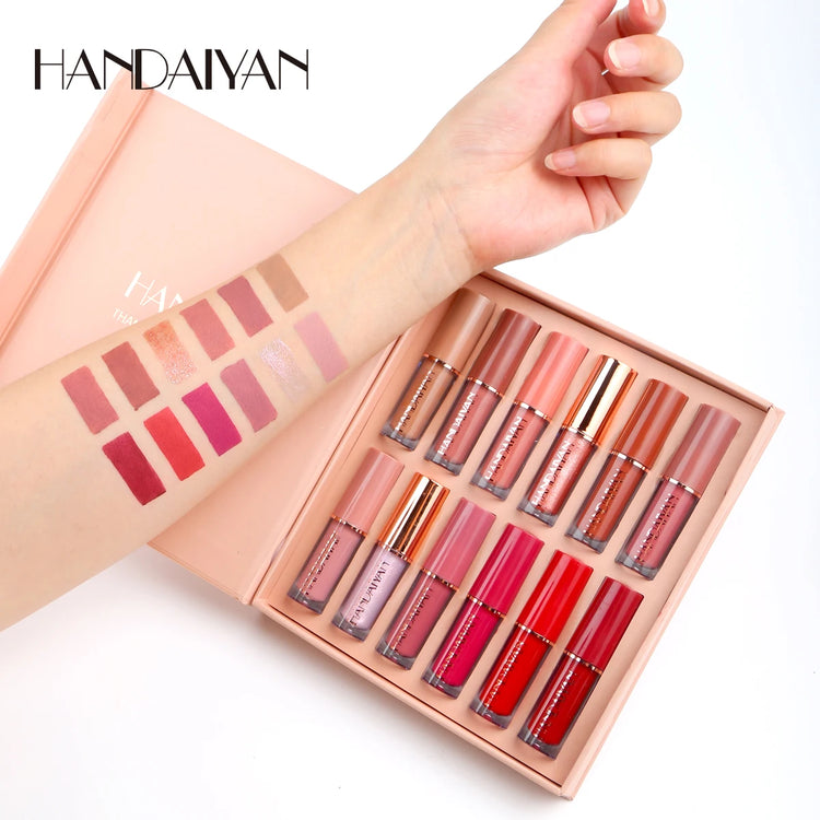 Liquid Lipstick Set Non-stick 12 Colors Book  Waterproof