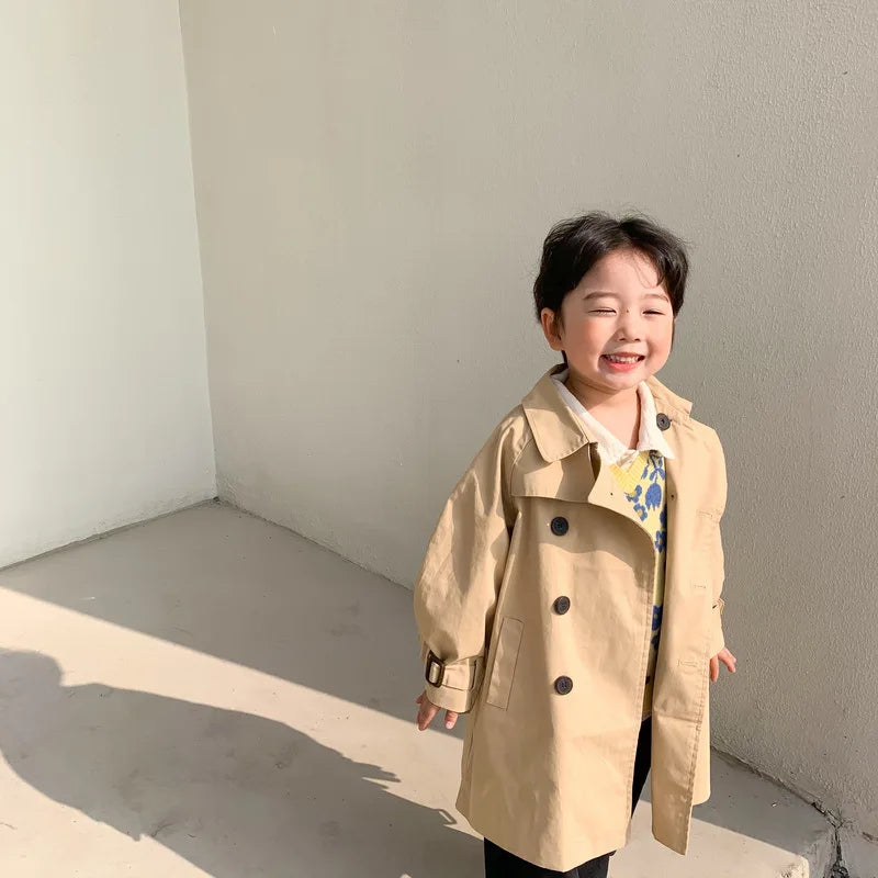 Down Collar Korea Solid Color Coat for Kids oy & girl