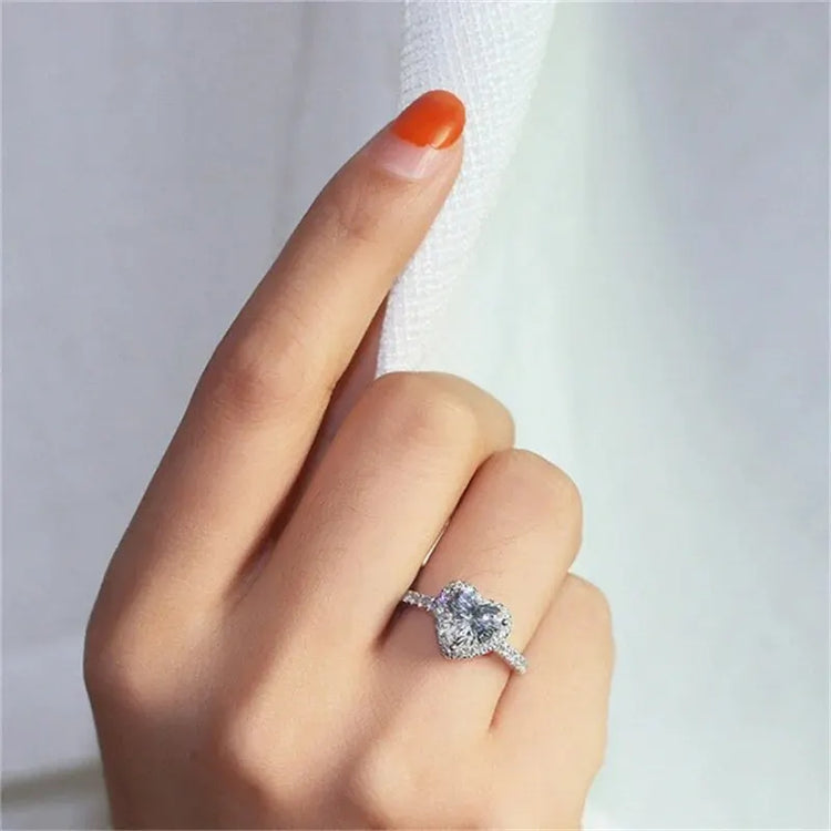 Fashionable and Simple Love Zircon Ring for Women's