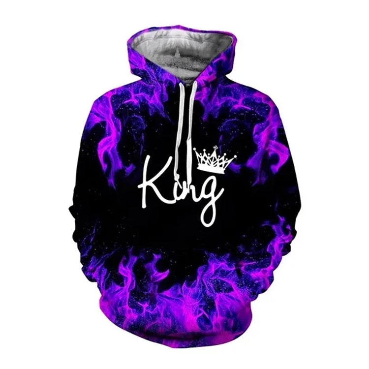 Queen 3D Print Trendy Matching Couple King And Queen Hoodies