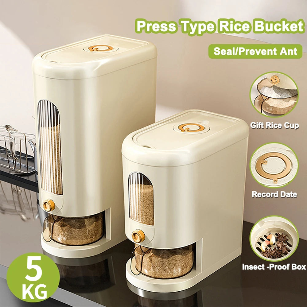 5KG Automatic Rice Dispenser Large Capacity Rice Storage Box Keep Dry Food Dispenser