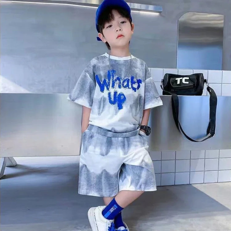 Gradient Color Kids T-Shirt & Loose Shorts 2pcs Set