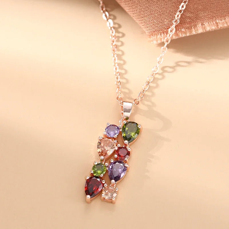 Jewelry Set Mona Lisa Zircon Necklace Earrings  for Female Luxury Fashion