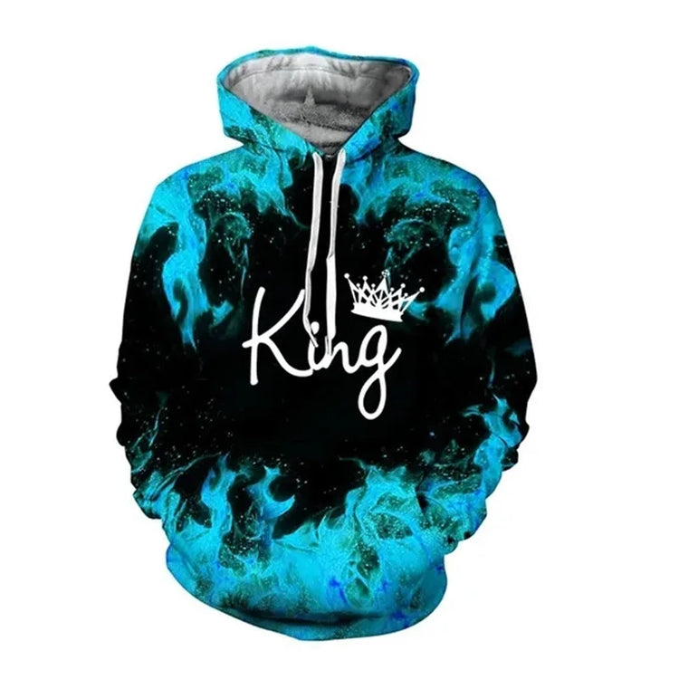 Queen 3D Print Trendy Matching Couple King And Queen Hoodies