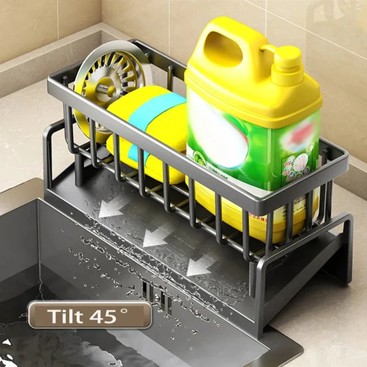 Kitchen Sink Drain Rack Organizer Abs Plastic Self-draining Sink Shelf Soap Sponge Holder