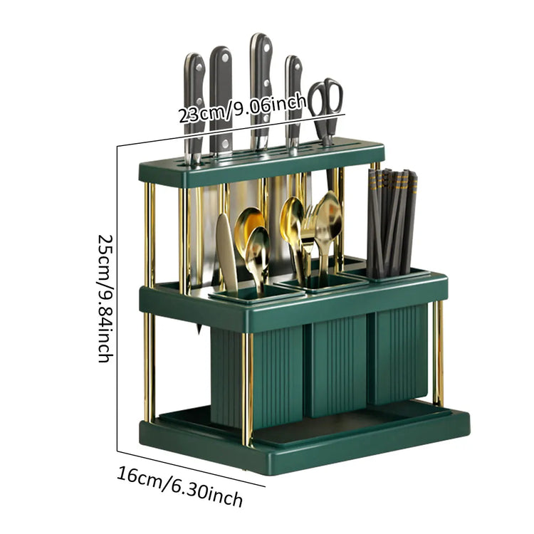 Kitchen Knife Holder Multi-Function Cutter and Cutlery Drainer Rack