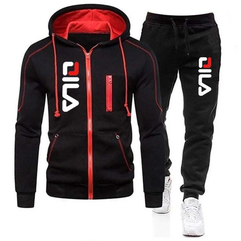 Zipper jacket Hooded Pullover + Sweatpants Men's FILA