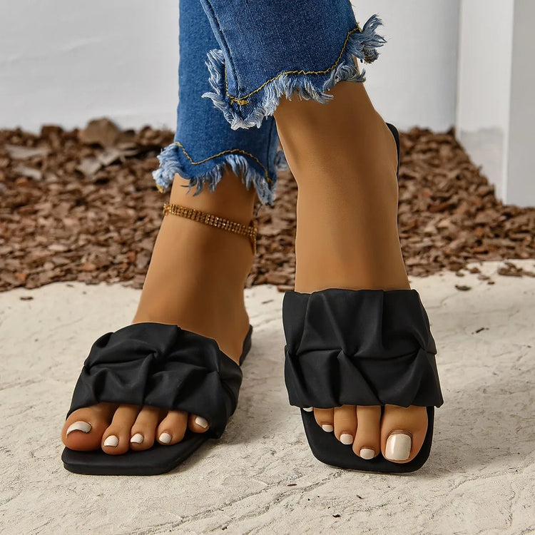 Pleated Summer Slippers for Women