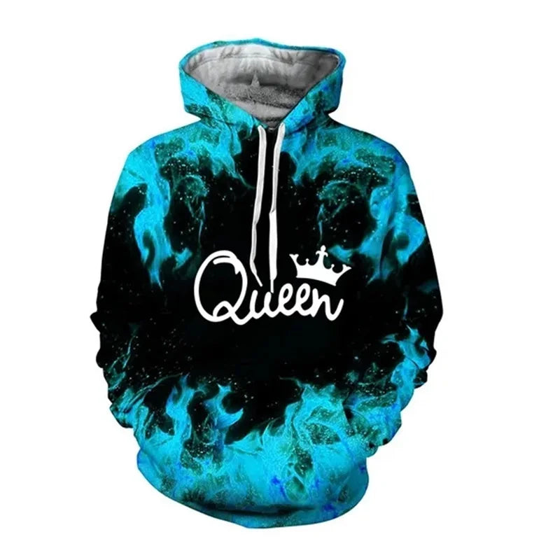 King 3D Print Trendy Matching Couple King And Queen Hoodies