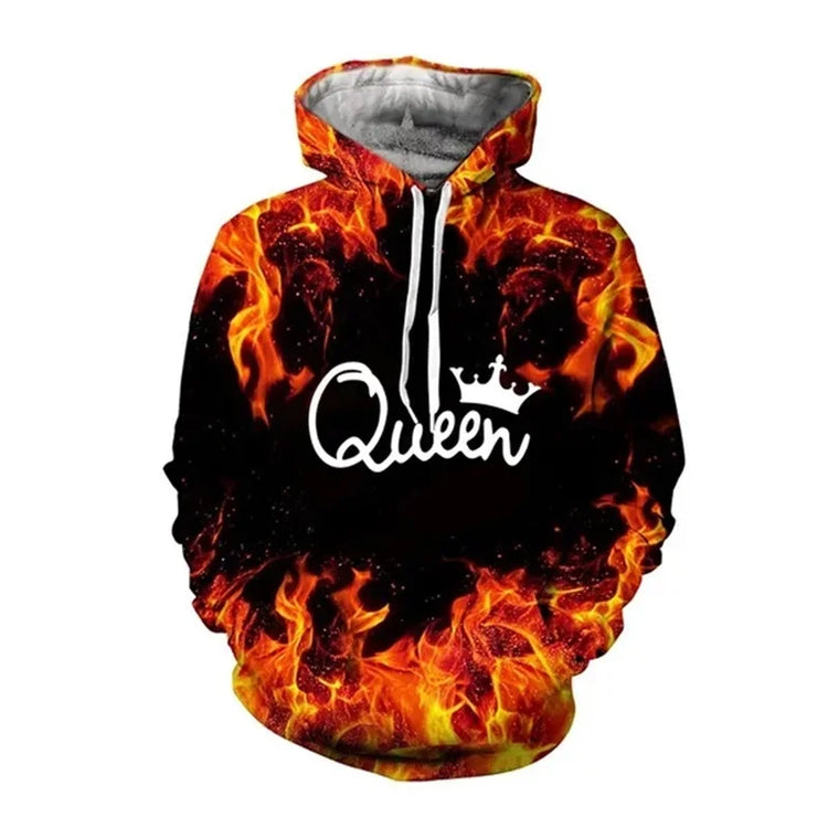 King 3D Print Trendy Matching Couple King And Queen Hoodies