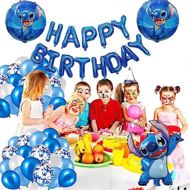 HAPPY BIRTHDAY Banner Balloon 34pcs Blue Pink