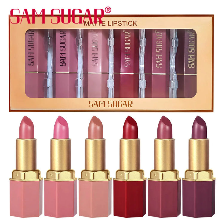 Gold Bar Tube Matte Lipstick 6 Colors